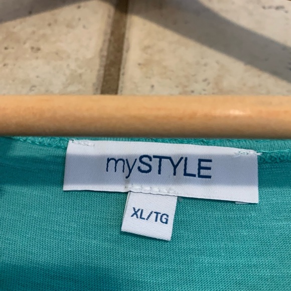 💜 Turquoise mySTYLE Ruched Tie-Side T-Shirt XL - Picture 2 of 6